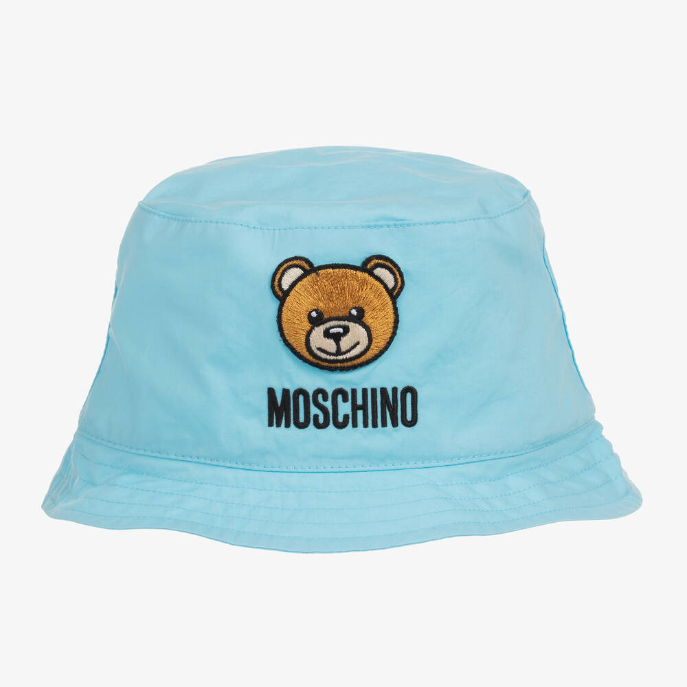 Moschino Baby-Blue Cotton Teddy Bear Bucket Hat | Childrensalon Outlet