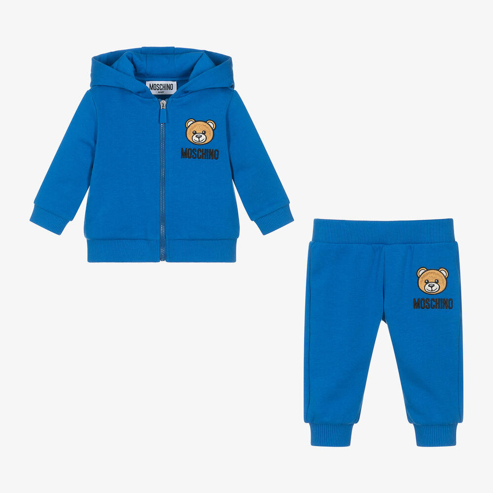 Moschino Blue Cotton Teddy Bear Logo Tracksuit