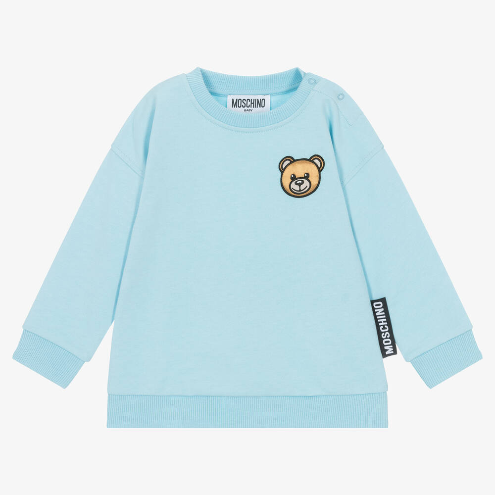 Moschino Baby - Голубой хлопковый свитшот с медвежонком | Childrensalon
