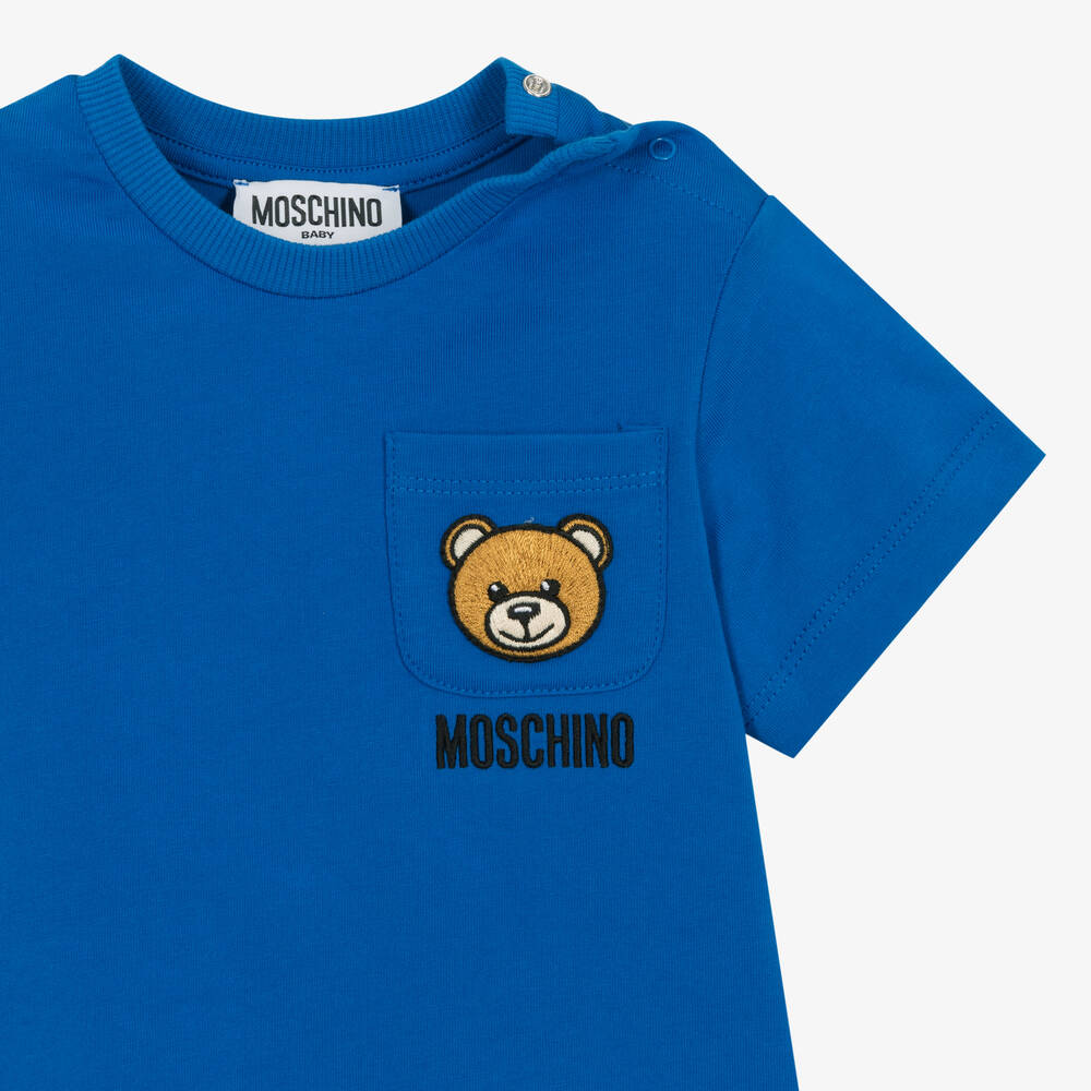 Moschino Blue Cotton Teddy Bear T Shirt Childrensalon Outlet