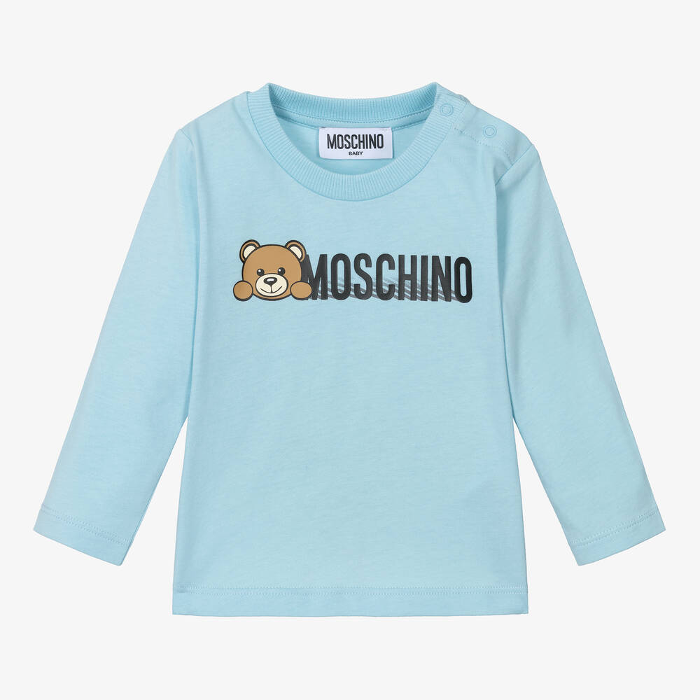 Moschino Baby - توب بطبعة تيدي بير قطن جيرسي لون أزرق للأطفال | Childrensalon