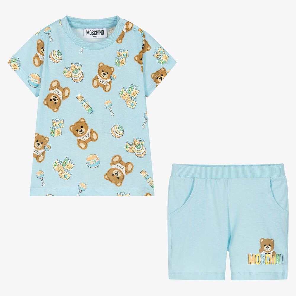 موسكينو Baby-طقم شورت وتوب قطن لون أزرق للأطفال | Childrensalon Outlet