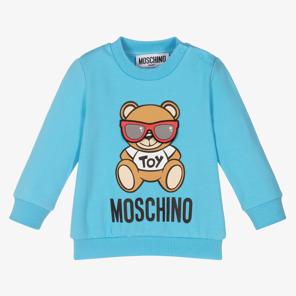 Moschino Baby - Sweat bleu en coton Nounours | Childrensalon