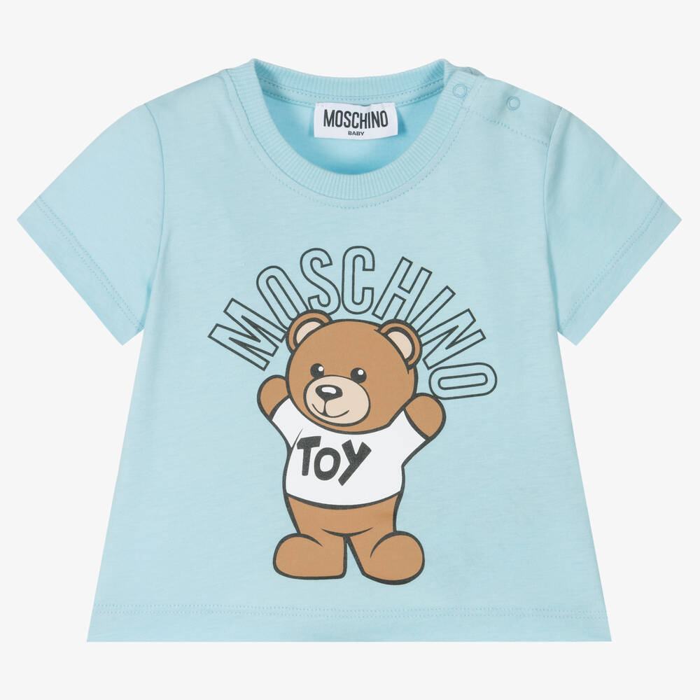 Moschino Baby - Blue Cotton Teddy T-Shirt | Childrensalon