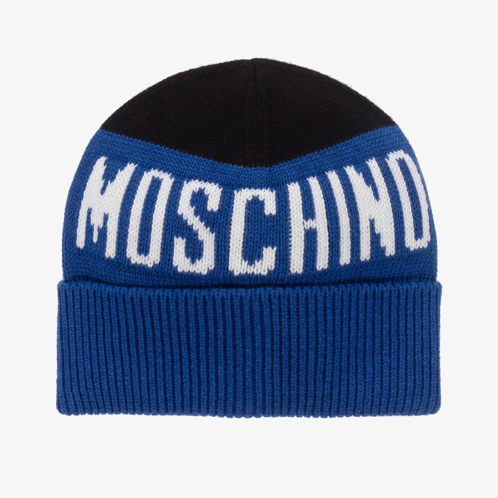 Moschino Kid-Teen-Blue Cotton & Wool Beanie Hat | Childrensalon Outlet
