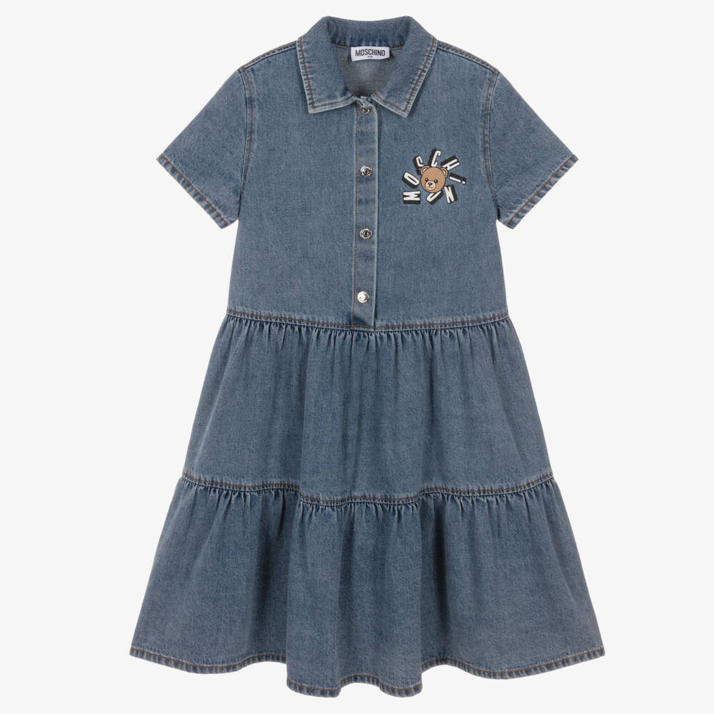 Moschino-Blue Denim Logo Dress | Childrensalon Outlet