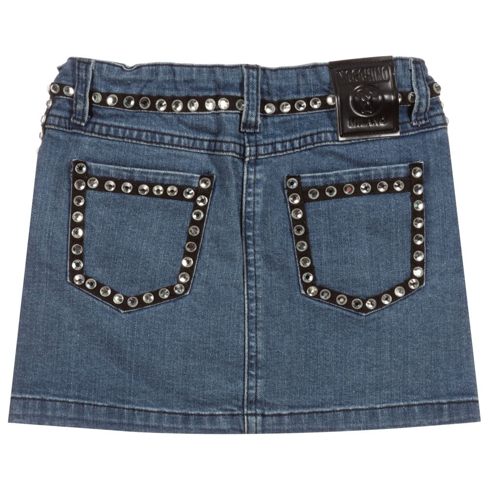 موسكينو Kid-Teen-Blue Denim Rhinestone Skirt | Childrensalon Outlet
