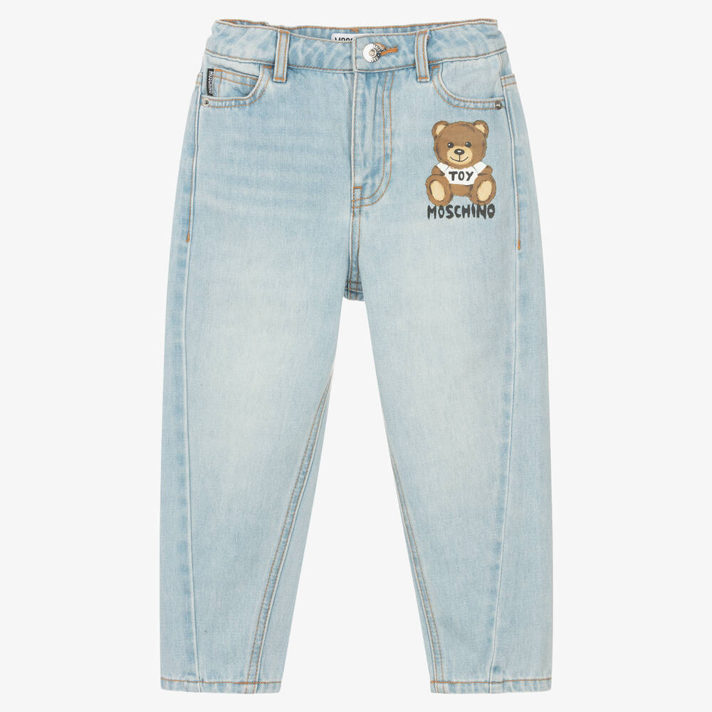 Moschino Kid-Teen - Blaue Denim-Jeans mit Teddy | Childrensalon