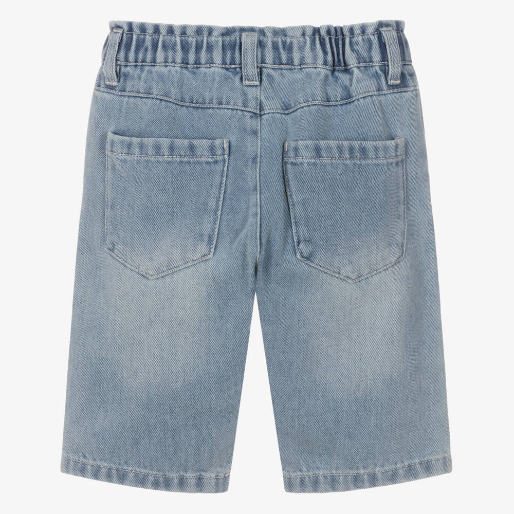 Moschino-Blue Denim With Hearts Logo Jeans | Childrensalon Outlet