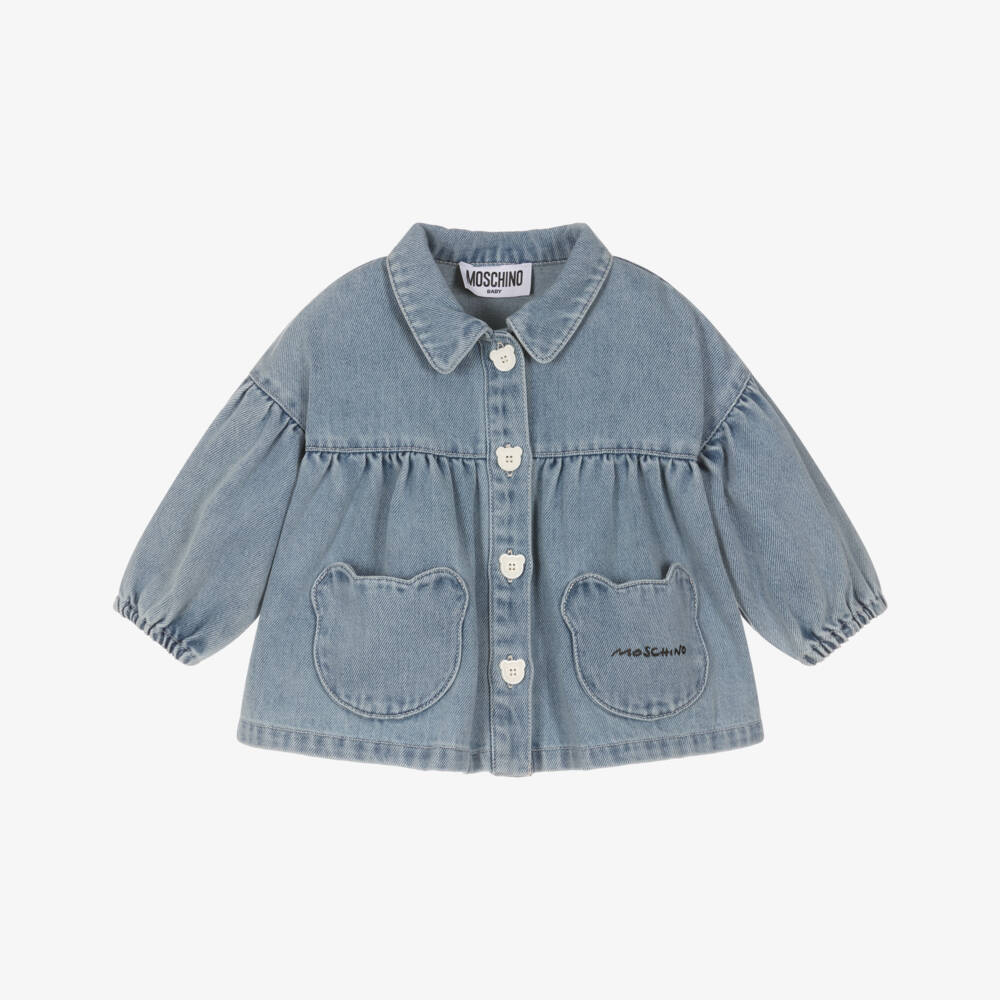 Moschino-Blue Denim With Hearts Pocket Jacket | Childrensalon Outlet
