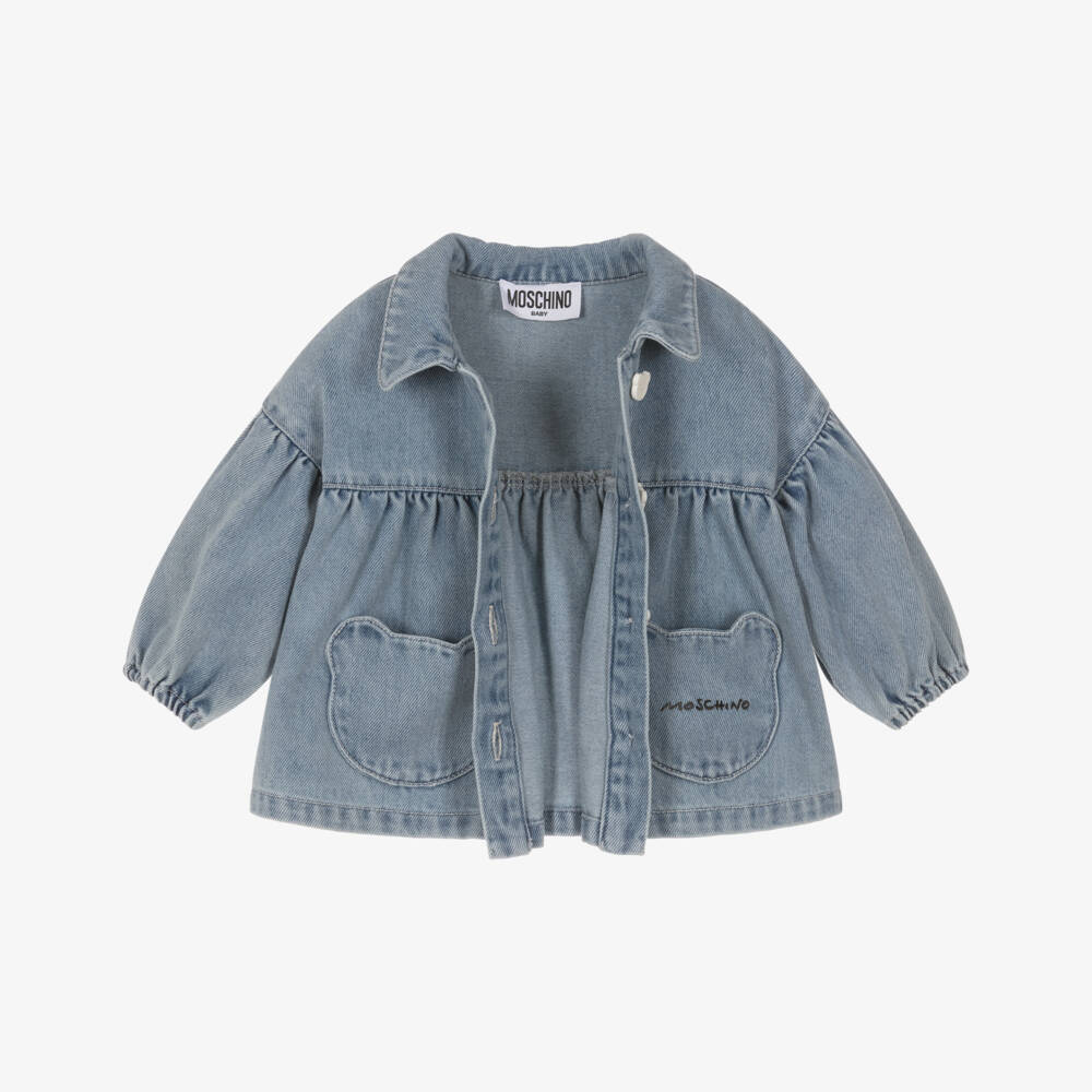 Moschino-Blue Denim With Hearts Pocket Jacket | Childrensalon Outlet