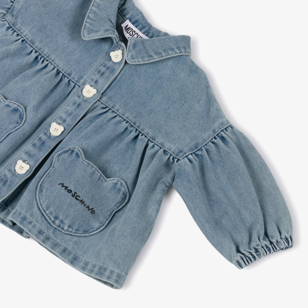 Moschino-Blue Denim With Hearts Pocket Jacket | Childrensalon Outlet