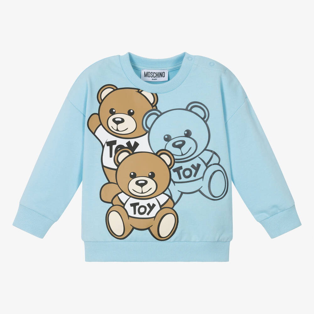 Moschino Baby - Blue Giant Teddy Bear Baby Sweatshirt | Childrensalon