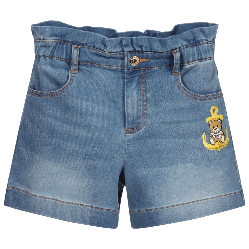Moschino Kid-Teen - Blaue Jersey-Shorts mit Teddy | Childrensalon