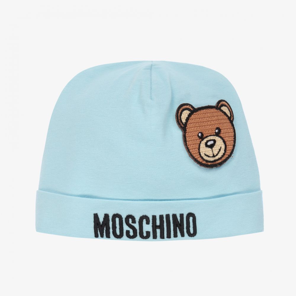 Moschino Baby - قبعة قطن جيرسي لون أزرق باهت للأطفال | Childrensalon