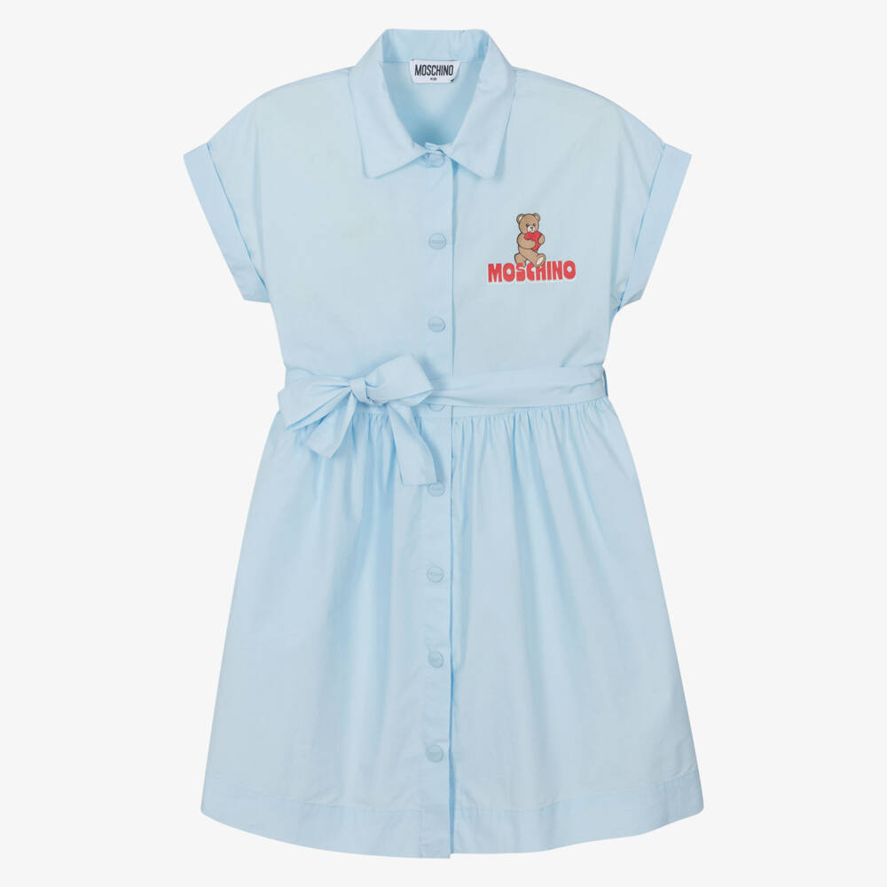Moschino-Blue Logo Shirt Dress | Childrensalon Outlet