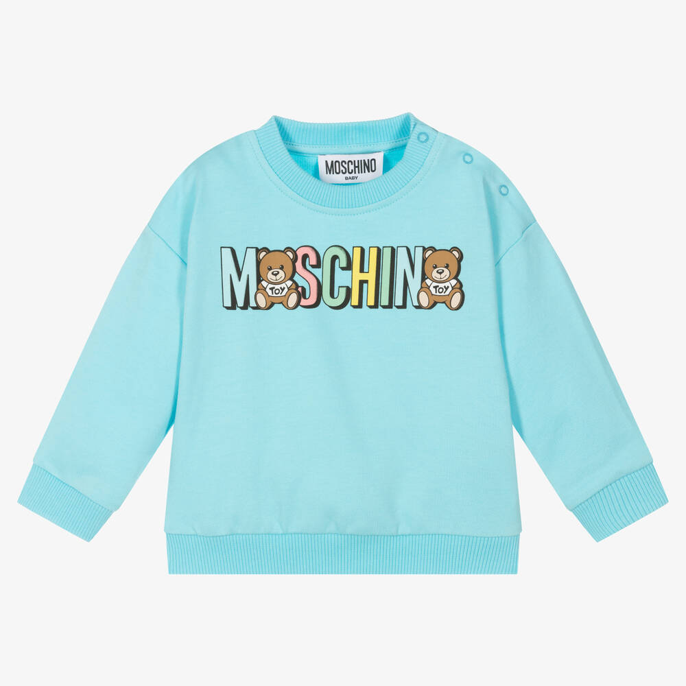 Moschino Baby - Blue Organic Cotton Logo Sweatshirt | Childrensalon