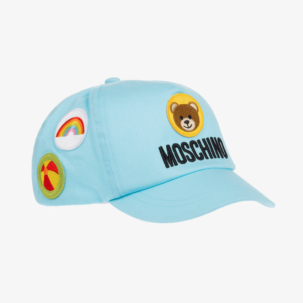 Moschino Kid-Teen - Blue Patches Logo Cap | Childrensalon