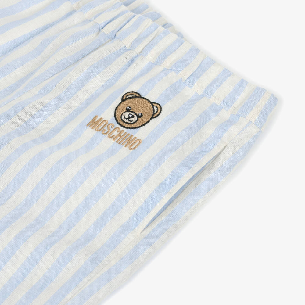 Moschino-Blue Stripe Bear Trousers | Childrensalon Outlet