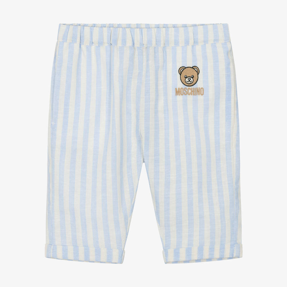 Moschino-Blue Stripe Bear Trousers | Childrensalon Outlet