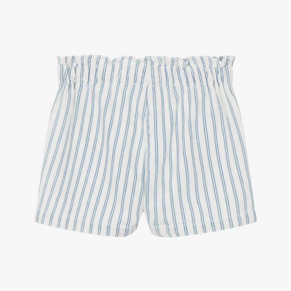Moschino-Blue Stripes Ruffles Denim Shorts | Childrensalon Outlet