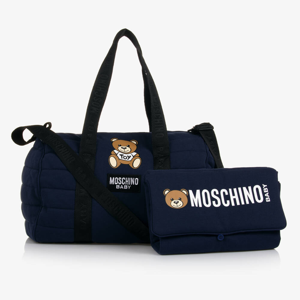 Moschino Baby - Blaue Wickeltasche mit Teddybär-Motiv (39 cm) | Childrensalon