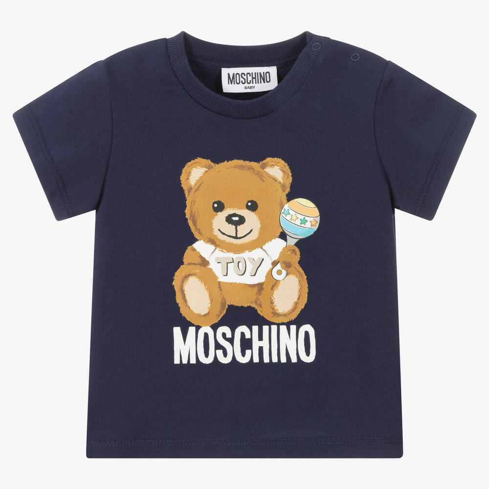 Moschino Baby - Blaues Baumwoll-T-Shirt mit Teddy | Childrensalon