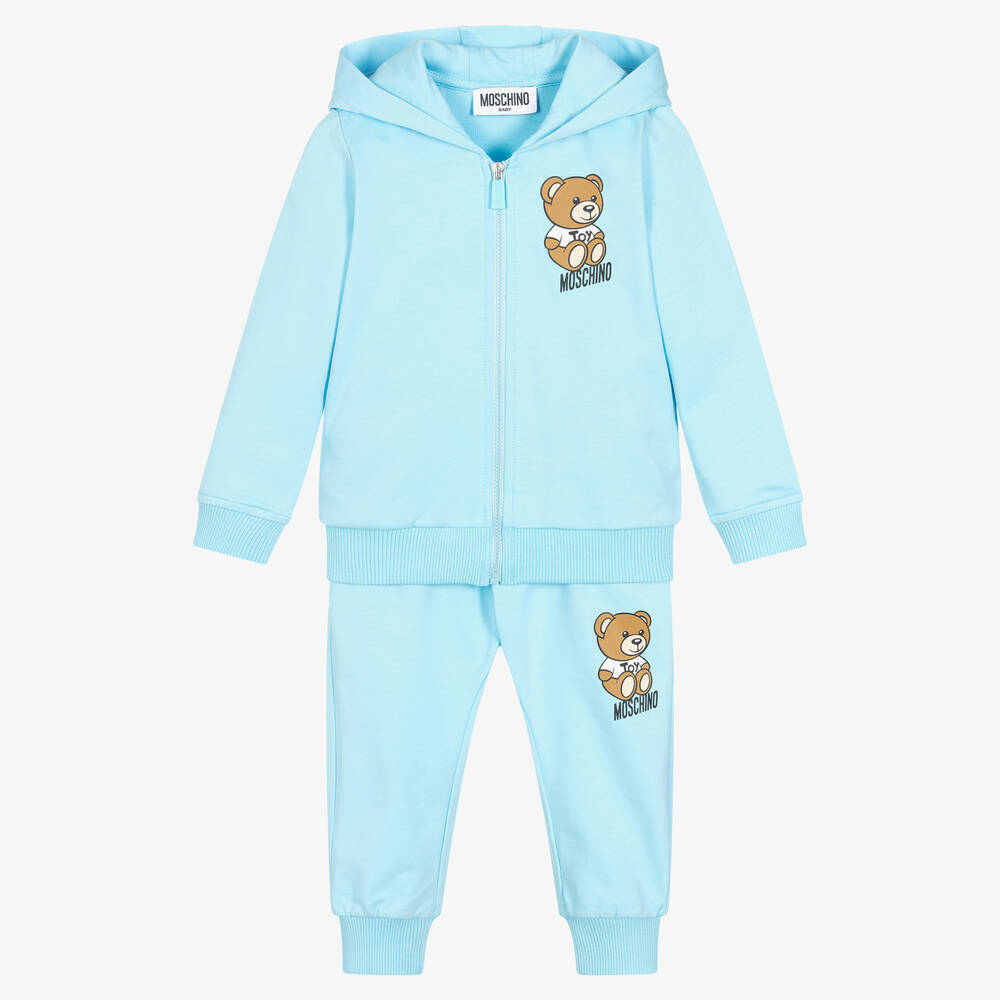 Moschino Baby - Survêtement bleu en coton nounours | Childrensalon