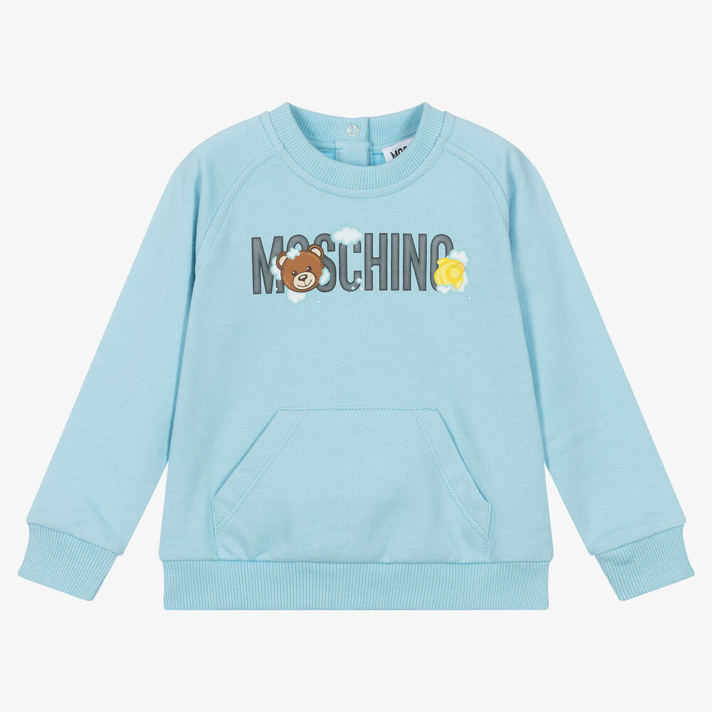 Moschino Baby - Blue Teddy Bear Logo Sweatshirt | Childrensalon