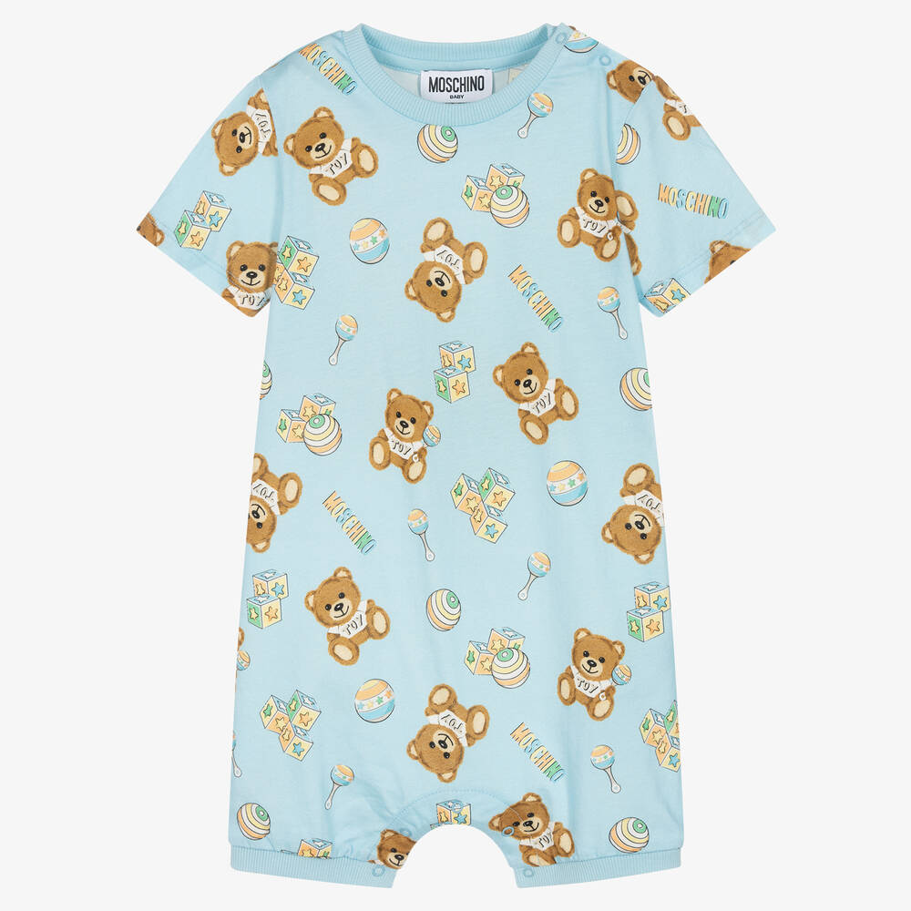 Moschino Baby - Blue Teddy Logo Baby Shortie | Childrensalon