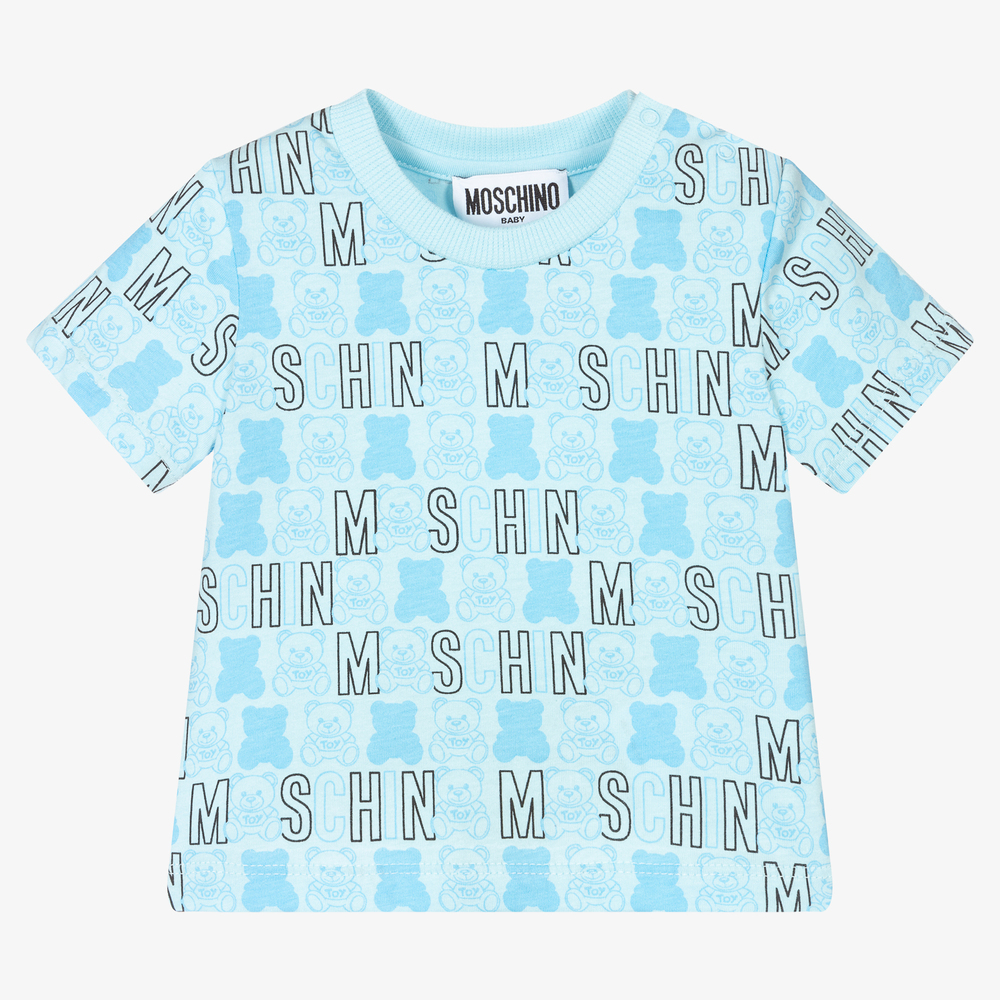 Moschino Baby - Blaues T-Shirt mit Teddy-Print | Childrensalon
