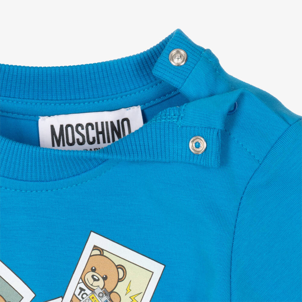 Moschino Малыши-Синий топ с фото медвежат | Childrensalon Outlet