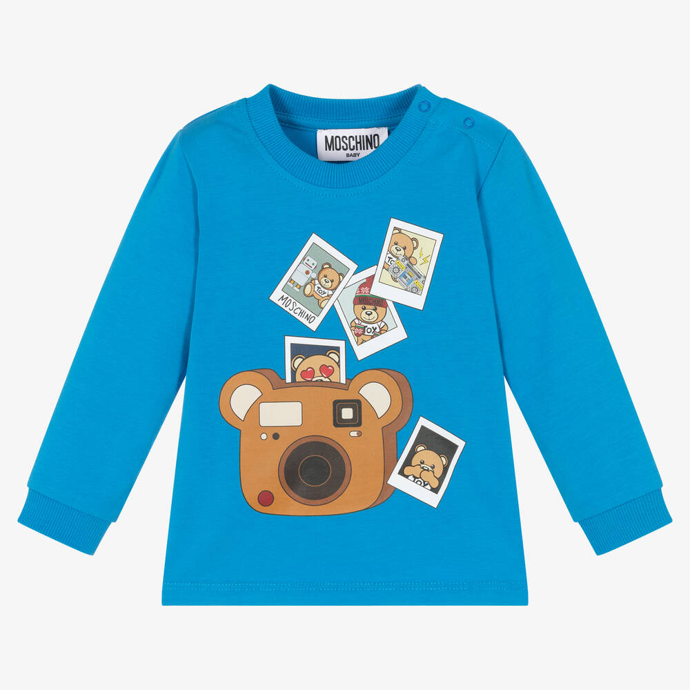 Moschino Baby-Blue Teddy Photos Top | Childrensalon Outlet