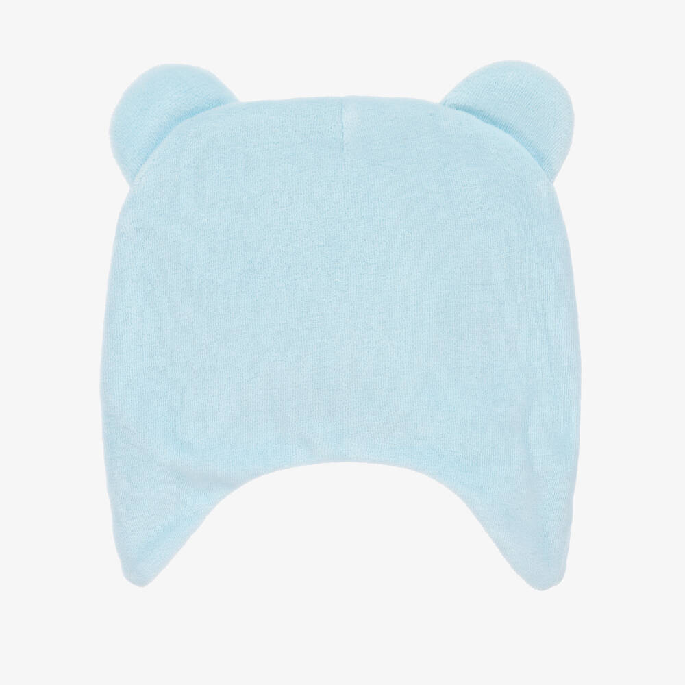 Moschino Baby-Blue Velour Logo Baby Hat | Childrensalon Outlet