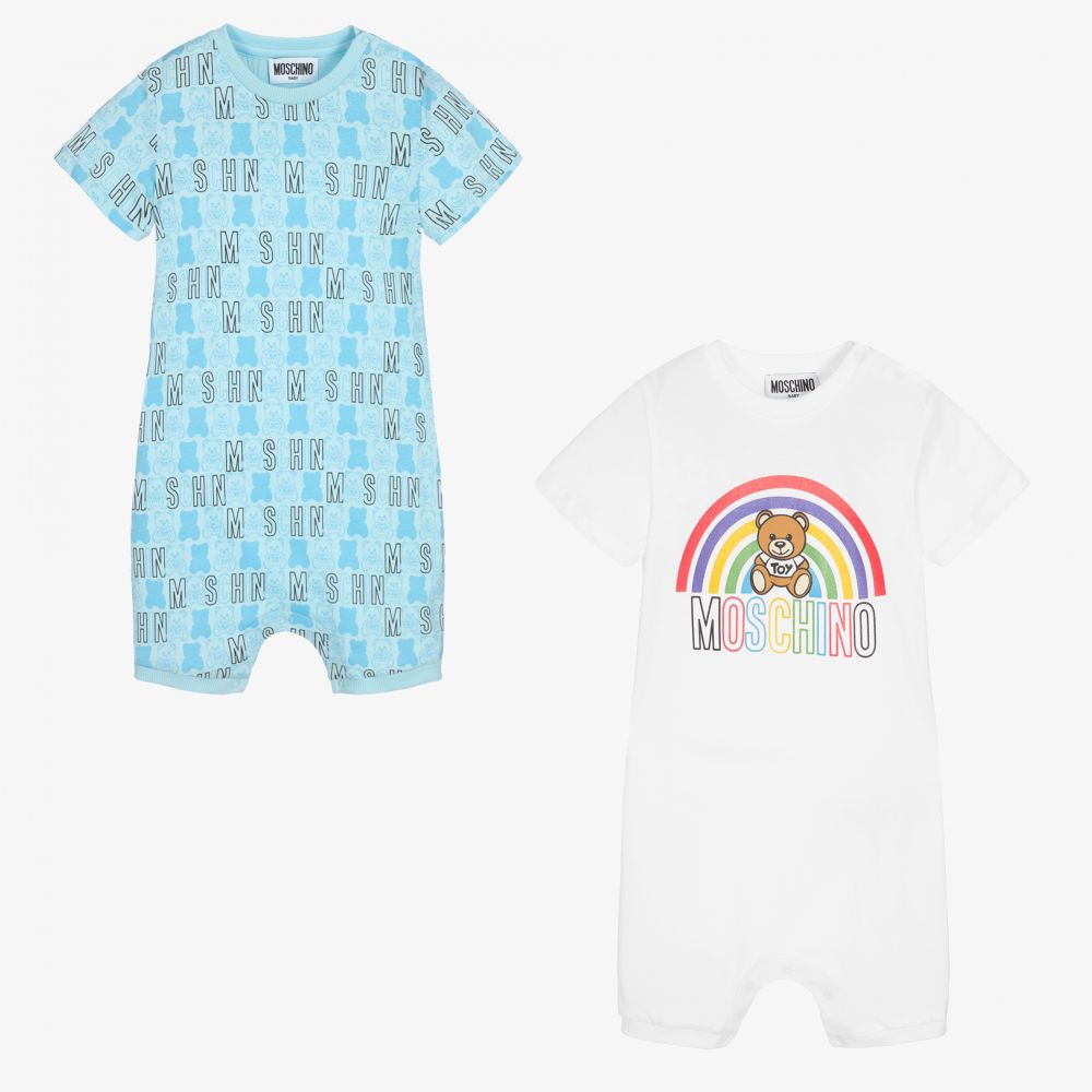 Moschino Baby - Ensemble barboteuse bleu/blanc | Childrensalon