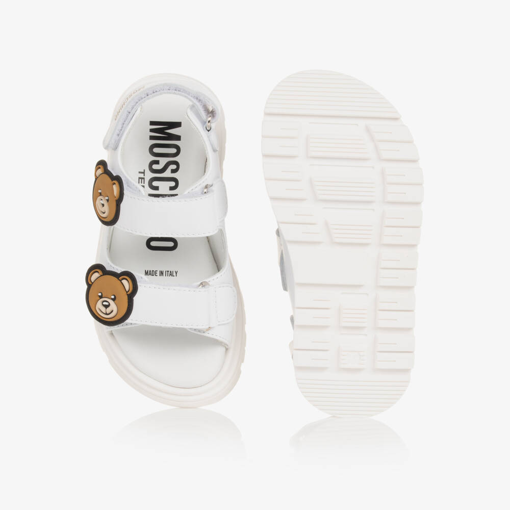 Moschino-Boy's Ivory Leather Bear Sandals | Childrensalon Outlet