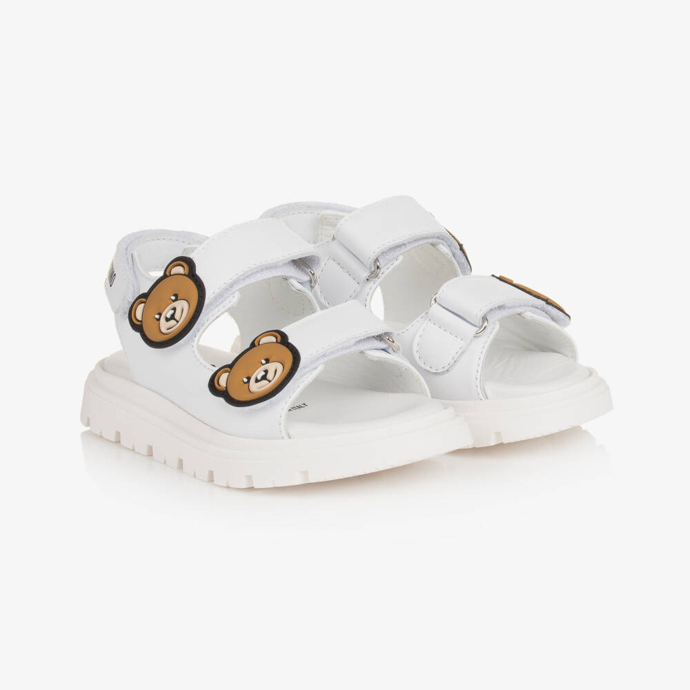 Moschino-صندل جلد عاجي للأولاد بتصميم دب | Childrensalon Outlet
