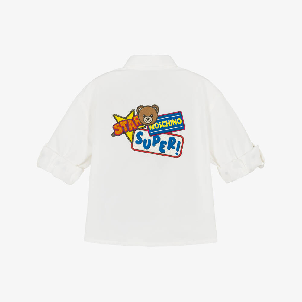 Moschino-Белый хлопковый топ с карманами для мальчиков | Childrensalon Outlet