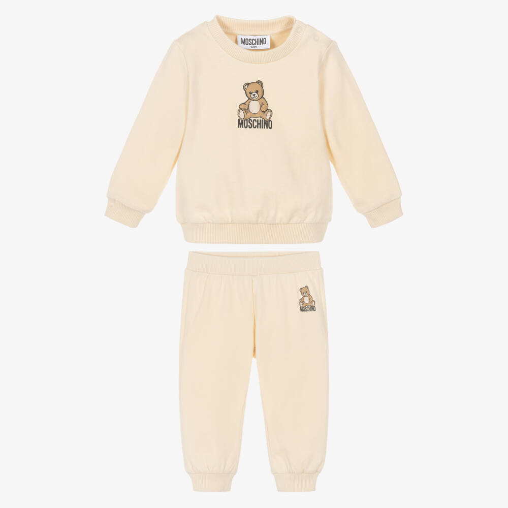 Moschino-Boys Beige Bear Logo Tracksuit | Childrensalon Outlet