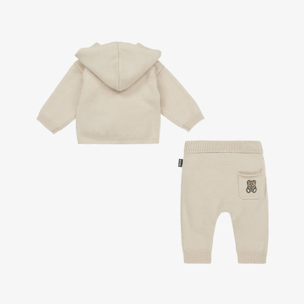 Moschino Baby-Boys Beige Knitted Trousers Set | Childrensalon Outlet