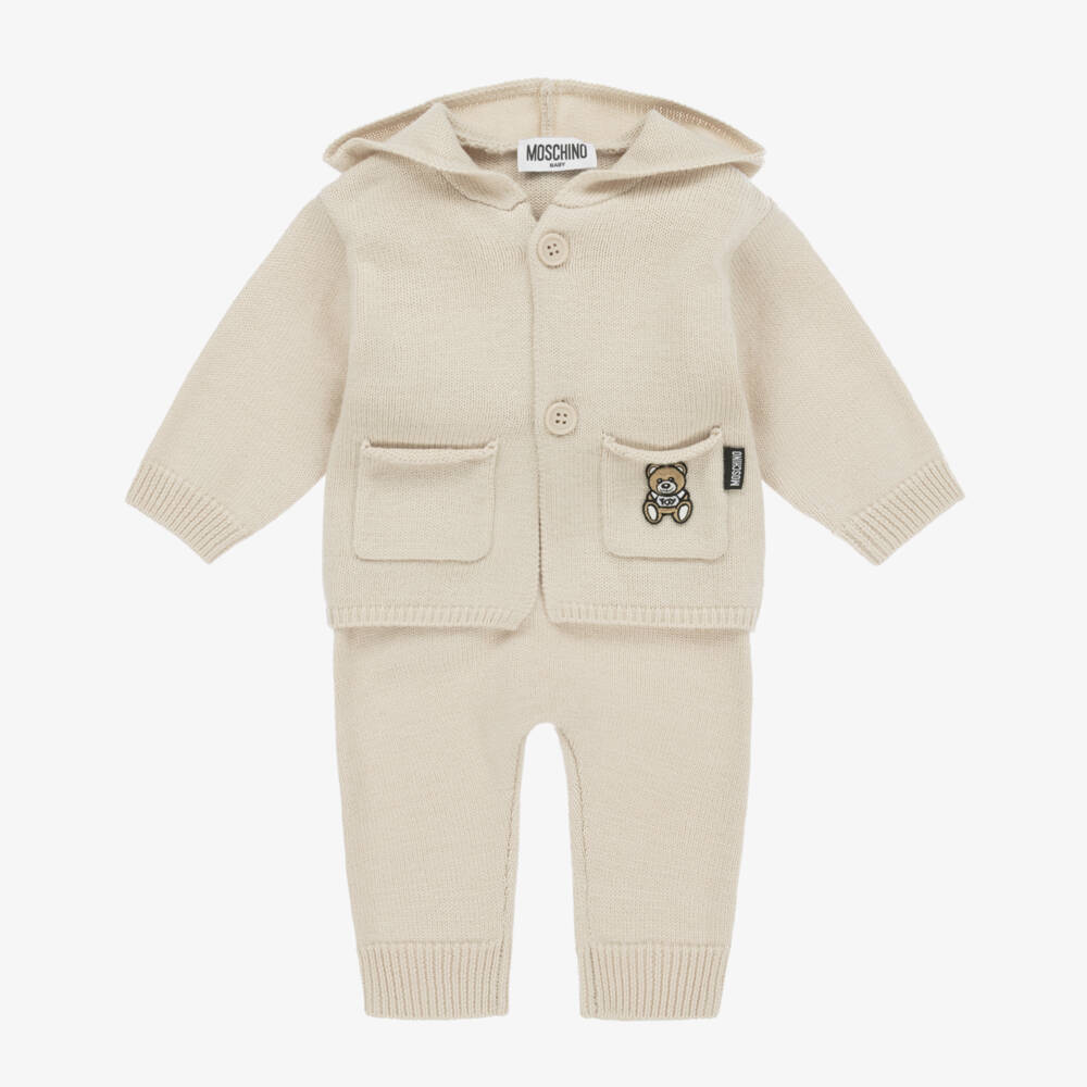 Moschino Малыши-Boys Beige Knitted Trousers Set | Childrensalon Outlet