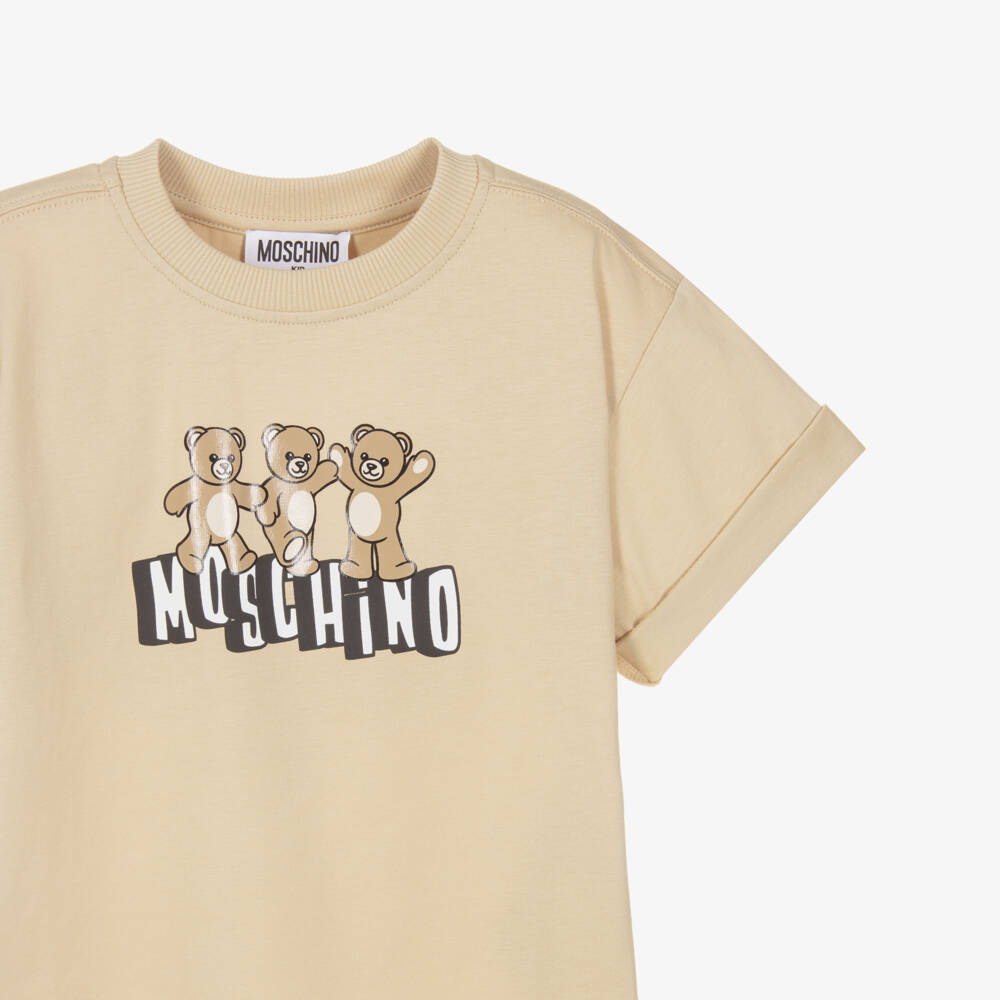 Moschino-Boys Beige Teddy Bear T-Shirt | Childrensalon Outlet