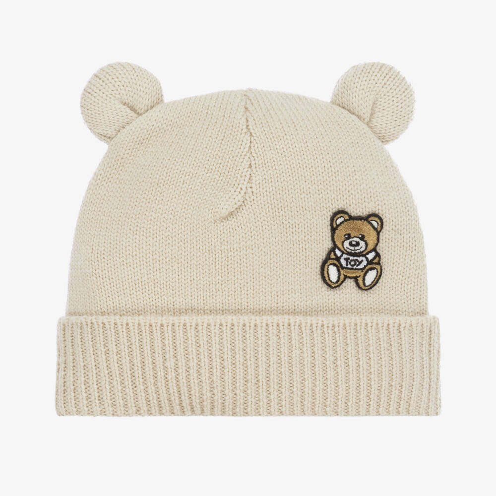 Moschino Baby-Boys Beige Wool Knit Cap | Childrensalon Outlet