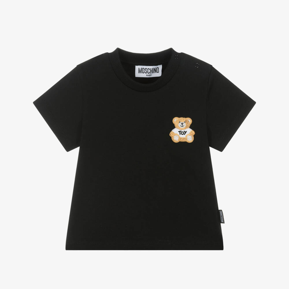 Moschino-Boys Black Bear Appliqué Tee | Childrensalon Outlet