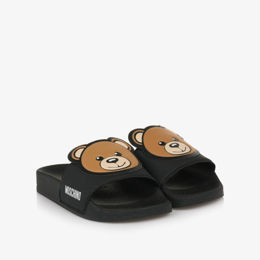 Moschino-Boys Black Bear Emblem Sandals | Childrensalon Outlet