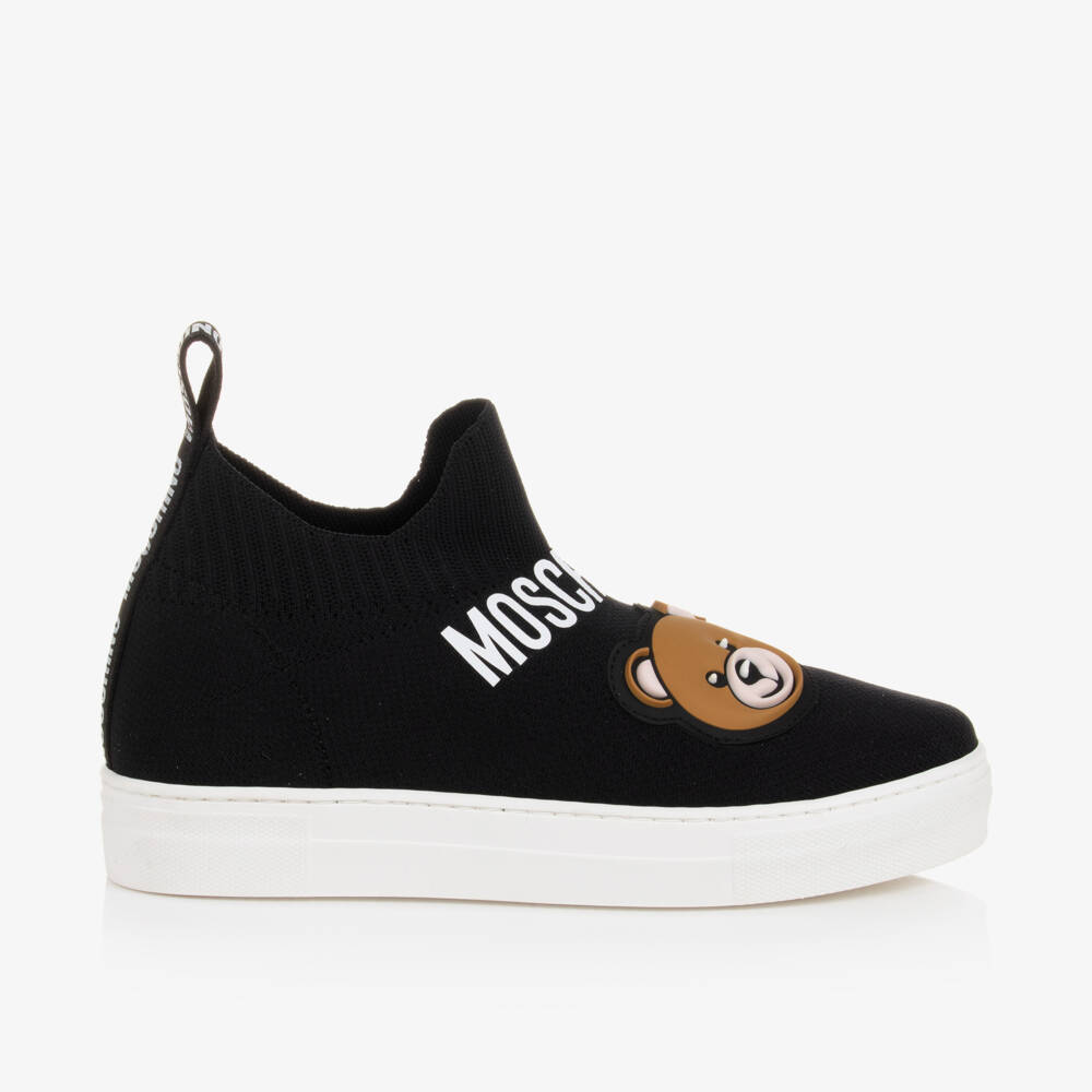 Moschino Kid-Teen-Boys Black Bear Knit Sneakers | Childrensalon Outlet