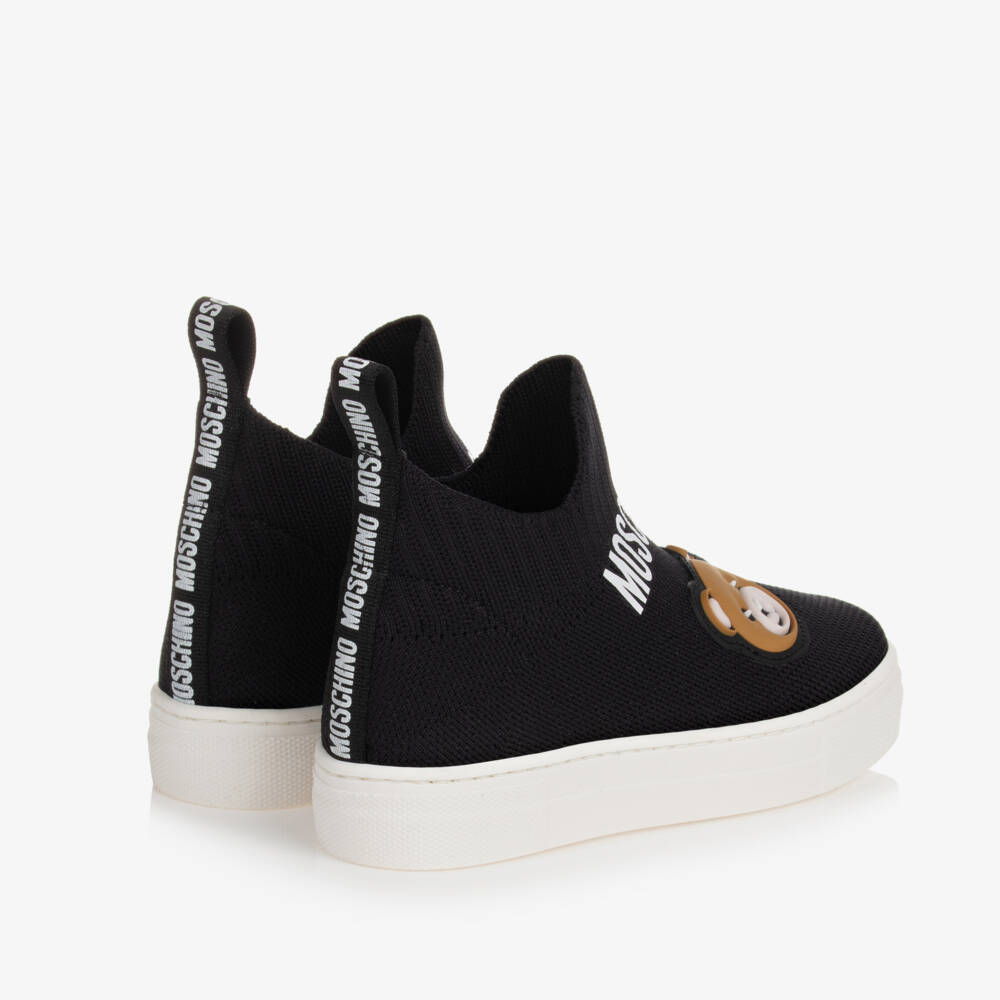 Moschino Kid-Teen-Boys Black Bear Knit Sneakers | Childrensalon Outlet