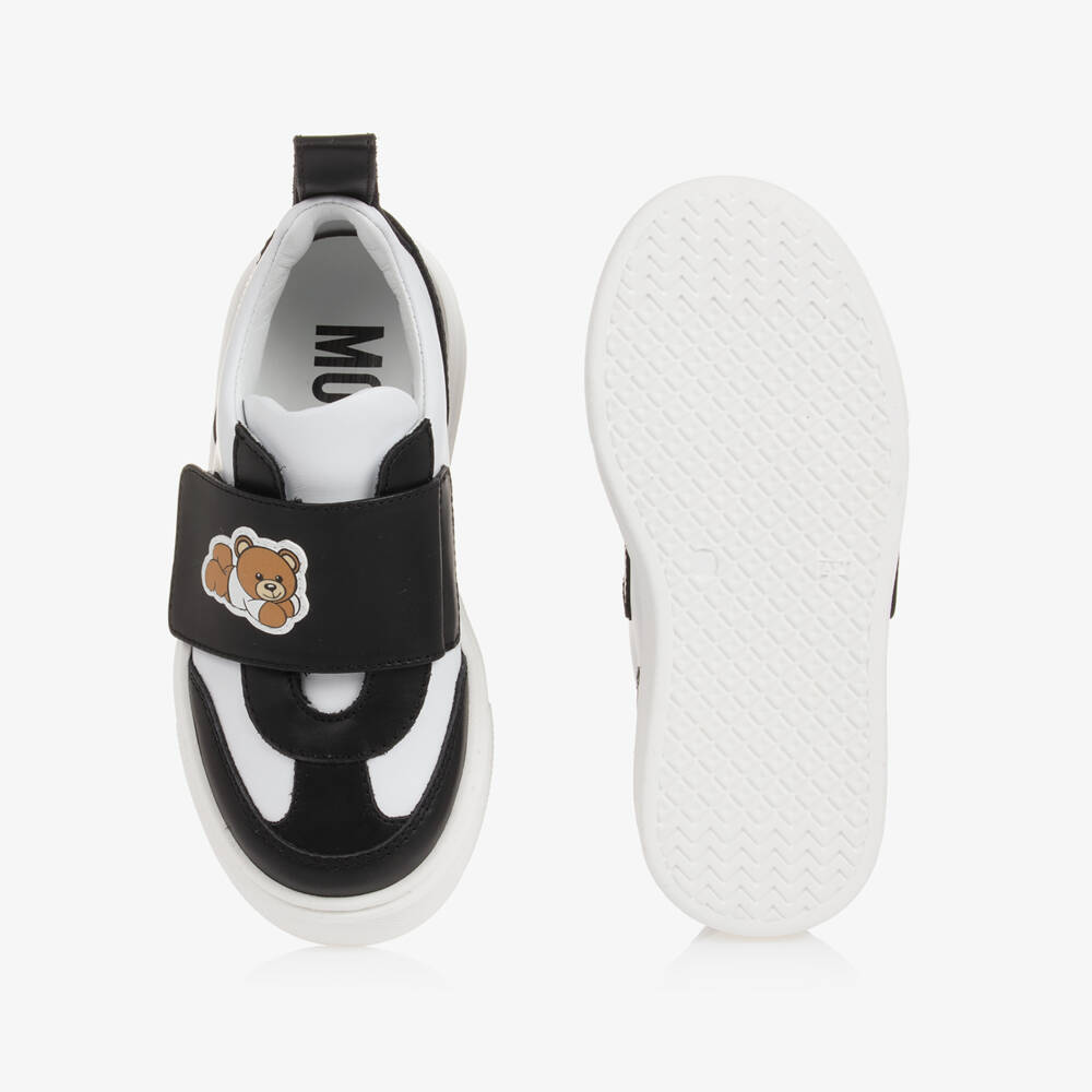 Moschino-Boys Black Bear Leather Trainers | Childrensalon Outlet