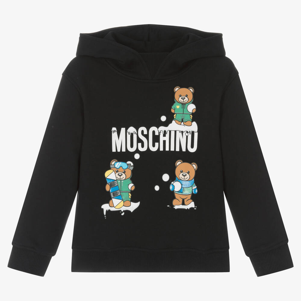 Moschino Kid-Teen - Boys Black Bear Logo Hoodie | Childrensalon