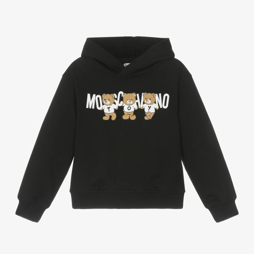 Moschino Кид-Тин-Boys Black Bear Print Hoodie | Childrensalon Outlet